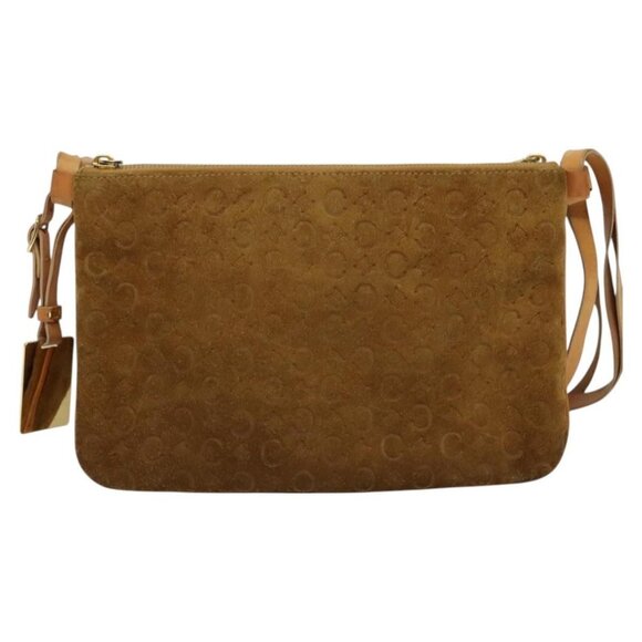 CELINE C Macadam Canvas Shoulder Bag Suede Brown Gold Auth mr1313 - Picture 3 of 16